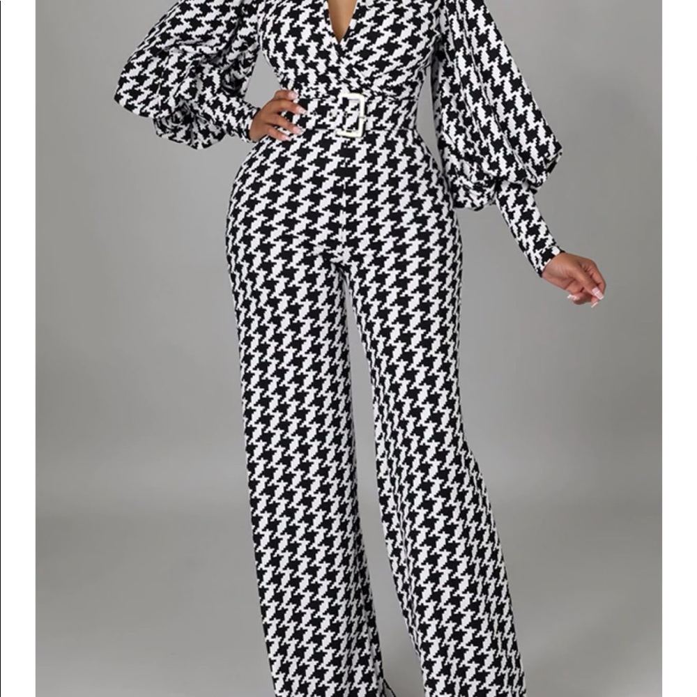 Black and white pantsuit.